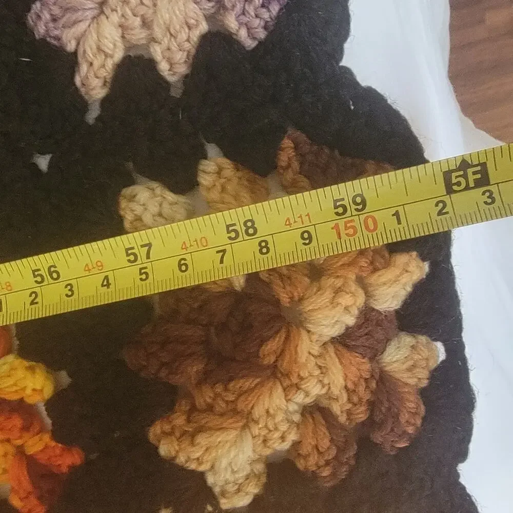 Vintage Handmade Granny Square Crochet Blanket 59.75